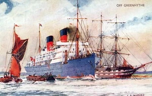 Postcard Ship off Greenhythe (Salmon Series) c1920's - Picture 1 of 1