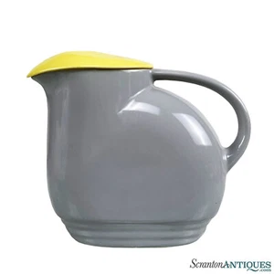 Vintage Art Deco Porcelain Gray & Yellow Creamer Pitcher - Picture 1 of 9