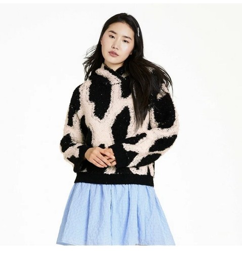 OFF WHITE Felpa con cappuccio Sandy Liang x Target Sherpa stampa leopardata donna taglie multiple