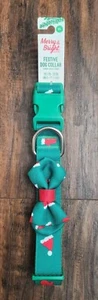 Christmas Holiday Print Dog Collar with Bow Merry & Bright - XL NWT 18"-28" - Picture 1 of 3