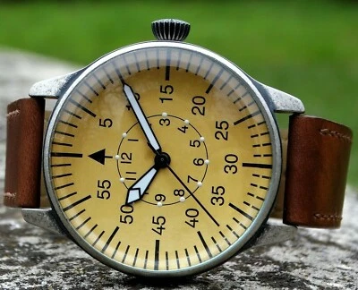 AVIATOR Watch - MILTEC Vintage Flieger Pilot Flight Aviation Leather Band Quartz - Image 1 of 4