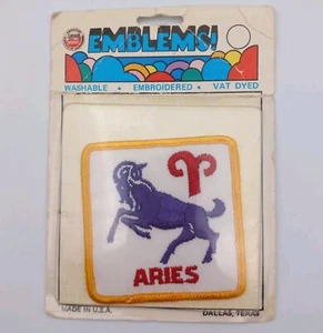 Vintage Aries Sew On Patch Embroidered Emblem Zodiac Sign March April Birthdays - Picture 1 of 4