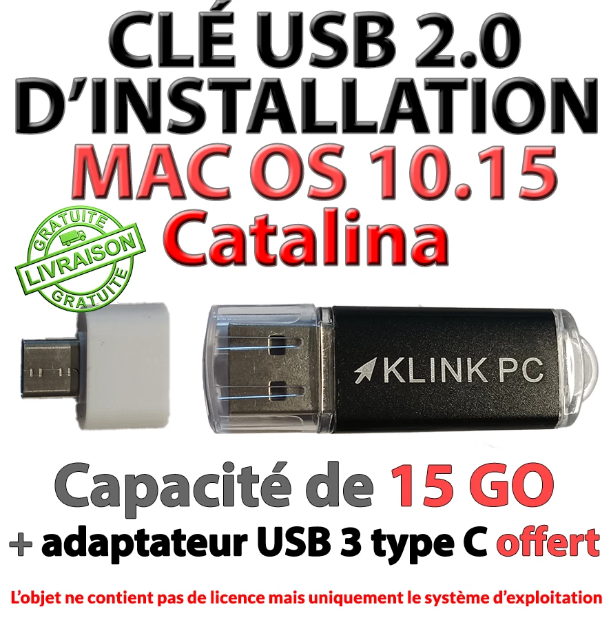 Clé USB de dépannage et installation MAC OS 10.15 Catalina - Photo 1/1