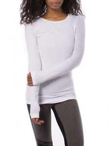 Supima/Lycra Long Sleeve Scoop Tee (Style SL-69, White) by Hard Tail Forever - Picture 1 of 8