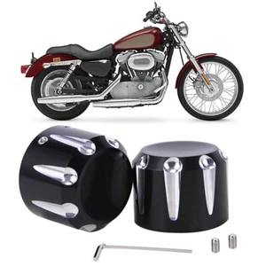 Cubiertas de tuerca negras para eje delantero CNC para Harley Touring Softail Dyna Sportster XL - Imagen 1 de 12