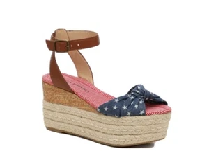 MODA SPANA Taylor SIZE 8 WEDGE SANDALS New Without Tags 3” Heel 4th of July - Picture 1 of 18