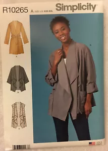 Simplicity Sewing Pattern 8989/R10265 Misses' Coat, Jacket & Vest XXS-XXL NEW - Imagen 1 de 2