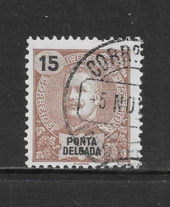 PONTA DELGADA SCOTT 16 USADO F/VF (A) - 1897 15r EMISIÓN MARRÓN - KING CARLOS - Imagen 1 de 3