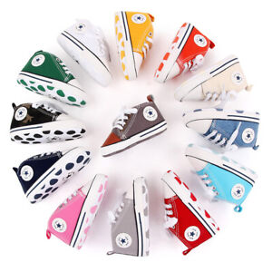Newborn Baby Canvas Pram Shoes Trainers 0-1 Year Soft Bottom Infant Sneakers