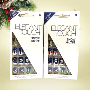 2X ELEGANT TOUCH FALSE NAILS LET IT GLOBE 24 NAILS IN 10 SIZES W/GLUE & BUFFER - Picture 1 of 1