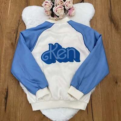 Zara Barbie Ken The Movie Pink Blue Satin Bomber Jacket Size L Large UNISEX - Image 1 of 4