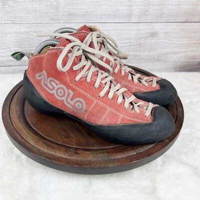 Asolo Entrada Mid Top Climbing Shoes Women's Red Suede 6905 Made In Italy Sz 6.5 - Image 1 of 4