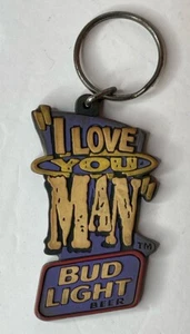 Vintage Bud Light Beer I Love You Man Key Chain Rubber Budweiser Rare Wear/Tear - Picture 1 of 8