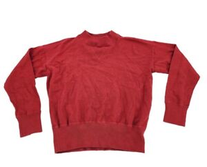 Madewell Longsleeve Red Mock Neck Cropped Banded Bottom Sweater Top sz S 