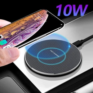 Qi Wireless Charger Charging Pad 10W For iPhone 13 12 11 Pro Max Samsung S21·S20 - Picture 1 of 10