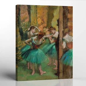 Fine Art Oil Painting, Degas Wall Art, Dancers in Pink and Green Canvas Print - Picture 1 of 12