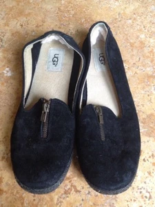 Mocasín de cuero de piel de oveja UGG sin cordones plano, negro, 8 - Imagen 1 de 7