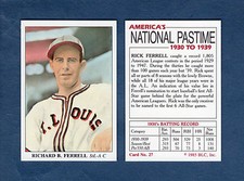 1930-1939 National Pastime #27 RICK FERRELL, Browns 1985 Big League Collectibles
