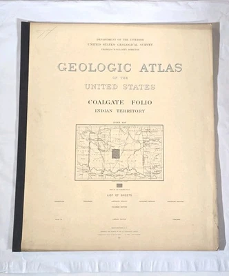 1901 Coalgate Folio #74 Territorio Indio Oklahoma USGS Estados Unidos Atlas Geológico Mapas Foto 1 de 2