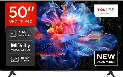 TCL 50V6C TV 50" 4K UHD Smart LED TV, 4K HDR, Google TV Con Design Senza Bordi ( - Immagine 1 di 4