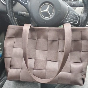 Harveys Seatbelt Bag Woven Purse Satchel Tan Double Handle - Picture 1 of 4