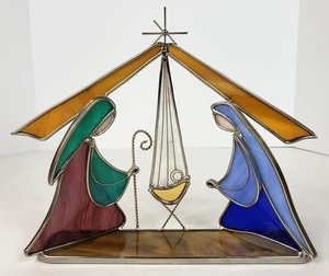 Vintage Buntglas Bleikrippe Krippe stehend modern abstrakt defekt - Bild 1 von 13