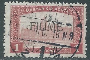 1918-19 FIUME USATO MIETITORI E VEDUTA 1 K SOPRASTAMPA A MANO III TIPO - US23-5 - Picture 1 of 1