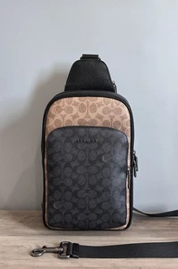 Coach CZ394 Ethan Pack aus blockiertem charakteristischem Canvas & Leder hellbraun/anthrazit/schwarz - Bild 1 von 10