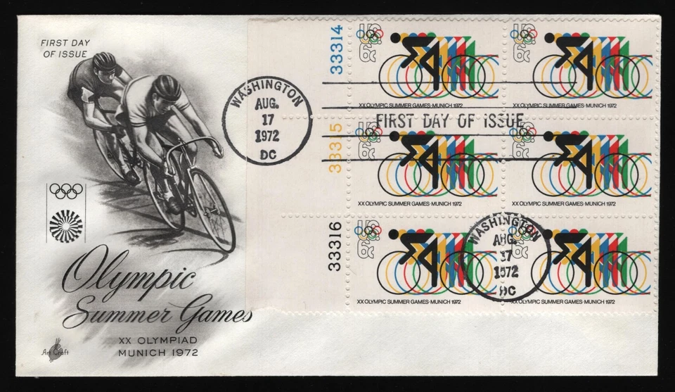 #1460 6c Ciclismo-Bloque de 6 con Placa #s, Artesanía [4] **CUALQUIER 5 = ENVÍO GRATUITO** Foto 1 de 1