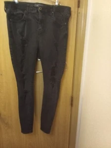 Torrid Premium Sky High Skinny Stretch Taille Distressed schwarz Jeans Damen Gr.14R - Bild 1 von 6