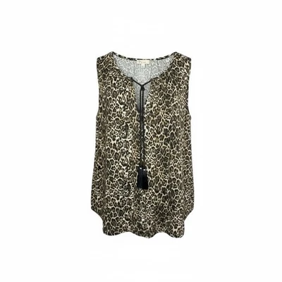 Top sin mangas con borla estampado de leopardo blanco lirio talla L Foto 1 de 4