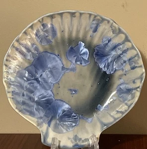 Edgecomb Potters Maine Blue Crystalline Sea Shell Dish 7” - Picture 1 of 10