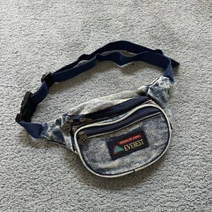 Vintage 80s Everest Original Top Sports Acid Wash Denim Jean Fanny Pack Belt Bag - Picture 1 of 6