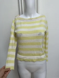 Ladies Yellow & White Striped Juicy Coture Jumper XS Casual Wear Pullover - Picture 1 of 9