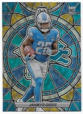 2023 PANINI MOSAIC JAHMYR GIBBS STAINED GLASS PRIZM ROOKIE CARD #SG-26 LIONS