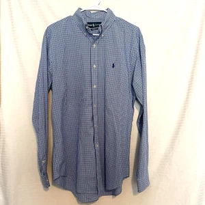 Camisa Ralph Lauren Manga Larga Para Hombre Talla Grande Azul A Cuadros Abotonada - Imagen 1 de 3