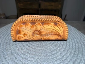 Vintage Hand-Tooled Leather Sunglasses Case – Western Floral Design - Picture 1 of 3