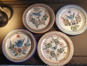 Juego de 4 platos magreb de cerámica mexicana Tonala oración pastún mariposa búho pájaro - Imagen 1 de 11