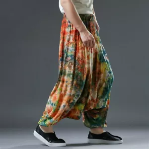 Herren Aufdruck Tiefer Niedriger Schritt Hose Yoga Baggy Locker Hip Hop - Bild 1 von 9