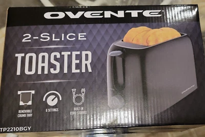 Ovente Electric 2-Slice Toaster Black Removable Crumb Tray - Image 1 of 4