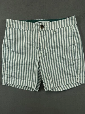 Old Navy Shorts Womens 0 Green White Stripe Chino Pockets Casual Ladies - Image 1 of 4