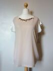 Best Connection by Heine Cap Sleeve Necklace Blouse Top Size 16 NEW Beige/Ivory