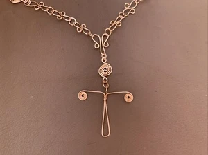 Stunning Crucifix Necklace. Handmade, One Of A Kind, Detailed, Solid Copper - Picture 1 of 7