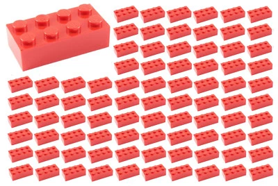 ☀️100 NEW LEGO 2x4 RED Bricks (ID 3001) BULK Parts star wars city town - Image 1 of 2
