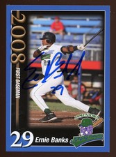 2008 Jamestown Jammers ERNIE BANKS Signed Card autograph AUTO MARLINS
