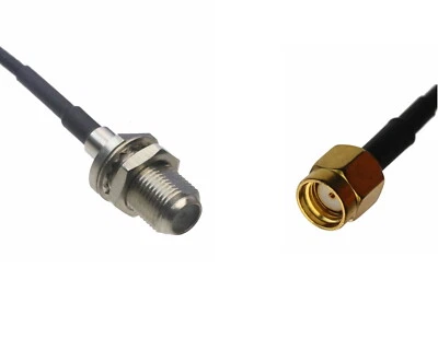 F Female Coax RG6 to Reverse Polarity RP-SMA Male Cable Radio antenna 0.5~15FT - Image 1 of 3