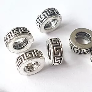 Large Hole Ring Beads 25pcs Spacer Metal Alloy Boho Antique Silver Loose 6.5mm - Picture 1 of 6