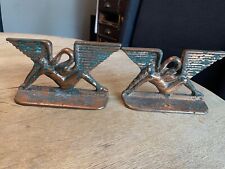 Antique Leda & The Swan Art Deco Metal Bookends