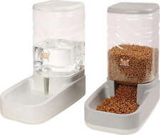 Pack of 2 Automatic Dog Cat Gravity Food and Water Dispenser 3.8L 1 Gallon Each,