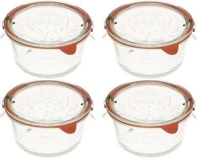 Weck 565 - Cuencos medianos, paquete de 4, incluye 4 tapas, 4 sellos, 8 abrazaderas Foto 1 de 3